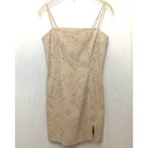 90’s Y2K Rampage Junior’s Tan Bodycon Baddie Spaghetti Straps Formal Mini Dress